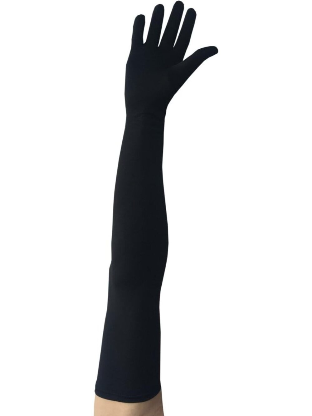 Women's Black Stretchable Arm Sleek Elbow Length Cosplay Costume Spandex Gloves